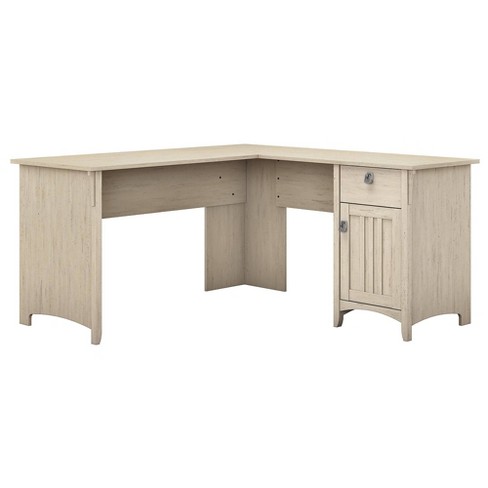 Bush Furniture Salinas L Shaped Desk With Storage, Antique White