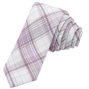 INSPIRE CHIC Plaid Woven Self-tied Striped Skinny Necktie 2.8" for College Graduation Campus 1 Pc - 1 of 4