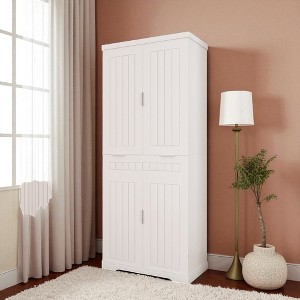 71" Tall Freestanding Pantry Cabinet with Drawer, 2 Cabinets & 6 Door Shelves, Adjustable Storage Cupboard for Kitchen, Bathroom, Living Room - 1 of 4