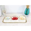 Classic Touch White Porcelain Relish Dish with 3 Square Bowls with Gold Trim - 2 of 4
