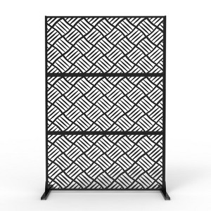 Orieon 72"H x 44"W Outdoor Metal Privacy Screen – Freestanding Weatherproof Decorative Garden Fence with Stand for Patio, Porch, Balcony. - 1 of 4