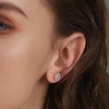 18K Gold Plated Cubic Zirconia Stud Earrings - Brilliant Cut Simulated Diamond Earrings with Silver Setting - 2 of 4