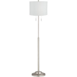 360 Lighting Abba Modern Floor Lamp Standing 66" Tall Brushed Nickel Silver White Plastic Weave Drum Shade for Living Room Bedroom Office House Home - 1 of 4