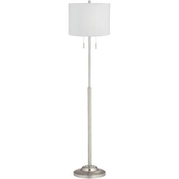 360 Lighting Abba Modern Floor Lamp Standing 66" Tall Brushed Nickel Silver White Plastic Weave Drum Shade for Living Room Bedroom Office House Home