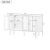 Buffet Sideboard Cabinet with Glass Doors, 60" Wood Storage Cabinet with Adjustable Shelves and Cable Holes for Kitchen, Dining Room - 4 of 4