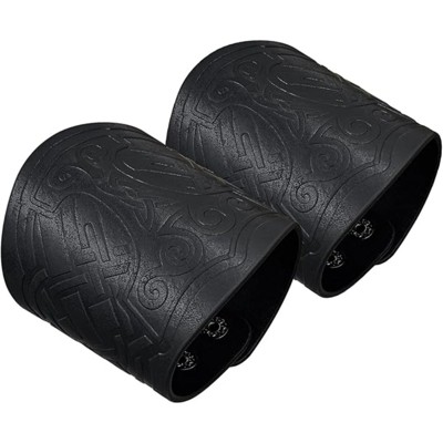 2 PCS Viking Embossed Faux Leather Cuff Bracelet, Norse Retro Wristband, Nordic Mjolnir Vegvisir Pattern Cuff Bangle
