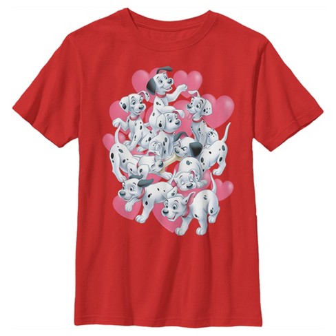 Boy's One Hundred And One Dalmatians Puppy Dalmatian Love T-shirt - Red -  Medium : Target