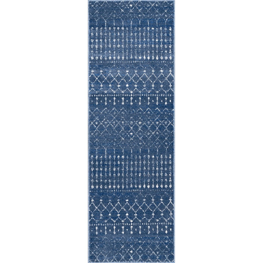 2'6inx6' Runner Moroccan Blythe Rug Dark Blue - nuLOOM