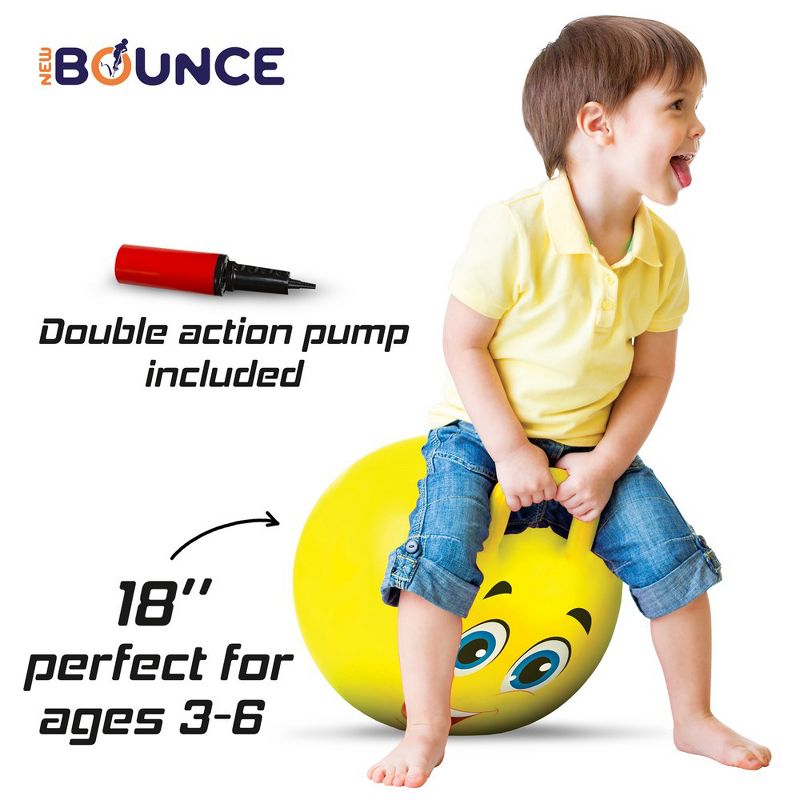New Bounce Hopper Ball for Kids - 16" Bouncing Ball with Handles - Inflatable Hippity Hop Ball - Yellow Bouncy Ball with Pump, 2 of 5