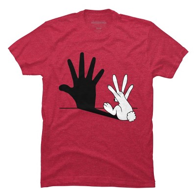 Men's Design By Humans Rabbit Hand Shadow By mobii T-Shirt