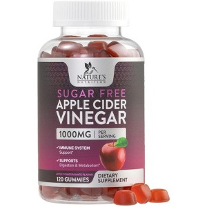 Nature's Nutrition Apple Vinegar Gummy for Weight Loss 1000mg - Vegan Apple Cider Vinegar Gummies for Detox & Cleanse, ACV - 120 Gummies - 1 of 4