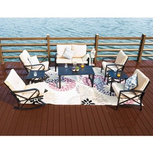 8pc Metal Frame Loveseat Patio Seating Set - Patio Festival
 - 1 of 4