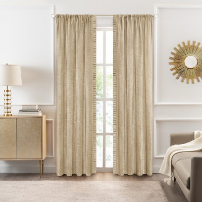 Kate Aurora Lux Living 2 Pack Chenille Rod Pocket Window Curtain Panels -  84 in. Long - Taupe/Linen