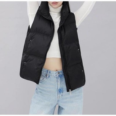 Womens Lightweight Puffer Vest Casual Sleeveless Turtleneck Warm Winter Jacket Vest with Pocket