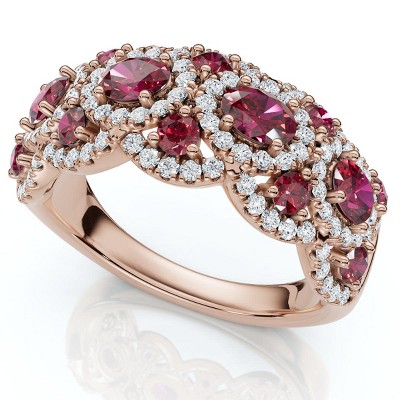 Pompeii3 1Ct Wavy Ruby & Diamond Ring 14k Gold Lab Created