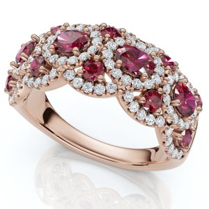 Pompeii3 1Ct Wavy Ruby & Diamond Ring 14k Gold Lab Created - 1 of 4