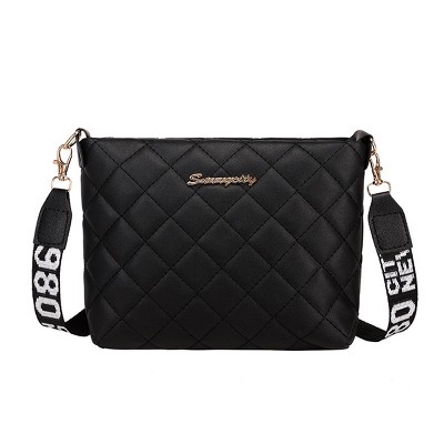 Boersma Small Quilted Messenger Bag for Women – Trendy Lingge Embroidery Shoulder Purse with Fashion Chain Crossbody Strap