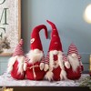 NAYSAYE Set of 4 Party Decoration Fabric Gnome Family Figurine Holiday Tabletop Accent for Christmas, White and Red, 21.3"*5.5"*25.5" - 4 of 4