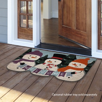 Winter Snowmen Coir Doormat with Rubber Backing 30" x 18"