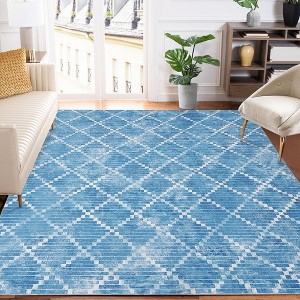 Modern Geomtric Rug Non-Slip Throw Rug Moroccan Rug for Bedroom - 1 of 4