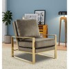 LeisureMod Jefferson Accent Arm Chair Upholstered in Velvet with Gold Brass Finish Frame - 2 of 4