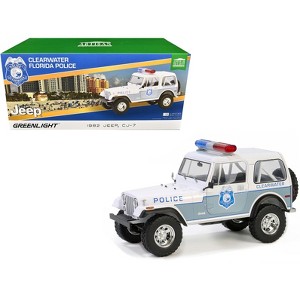 1982 Jeep CJ-7 "Clearwater, Florida Police Department" White and Light Blue 1/18 Diecast Model Cars by Greenlight - 1 of 4