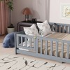 Whisen Twin Bed & Rubber Wood Floor Bed with Fence without Door, Multi - Functional Floor Bed for Kids' Sleep & Play - 3 of 4