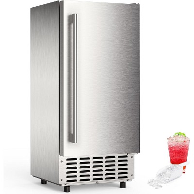 R.W.FLAME Commercial Nugget Ice Maker, 66lbs/Day, Stainless Steel, Built-in/Freestanding, Self-Cleaning & 24H Timer, for Bar/Cafe/Business