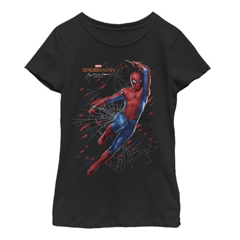 Girl's Marvel Spider-man: Far From Home Web Shatter T-shirt - Black - X  Large : Target