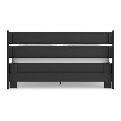 Black Wood Contemporary Queen Platform Headboard