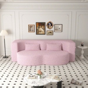 Convertible Floor Sofa Bed with 2 Pillows, Folding Foam Sleeper Couch, No-Assembly Modern Sofa for Living Room or Guest Room-Tanpinhause - 1 of 4