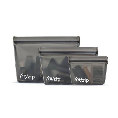 Photo 1 of (re)zip Reusable Leak-proof Food Storage Stand-Up Bag Kit - Snack, 2-Cup, Quart - 3pc