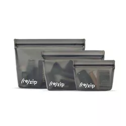 (re)zip Reusable Leak-proof Food Storage Stand-Up Bag Kit - Snack, 2-Cup, Quart - 3pc