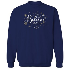 Rerun Island Men's Christmas Believe Long Sleeve Graphic Cotton Sweatshirt - 1 of 1