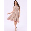 Allegra K Women's Floral Ruffle Neck Smocked Waist Short Sleeve Sundress - 3 of 4