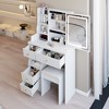 VYNXARIA 29.2" Small Size Left Drawer Desktop Vanity Table&Cushioned Stool,Large Sliding,High Capacity Storage, Suitable for Small Space£¬White - 4 of 4