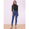 INSPIRE CHIC Women's Party Glitter 3/4 Sleeve Stand Up Neck Shiny Striped Metallic Blouse - 2 of 4