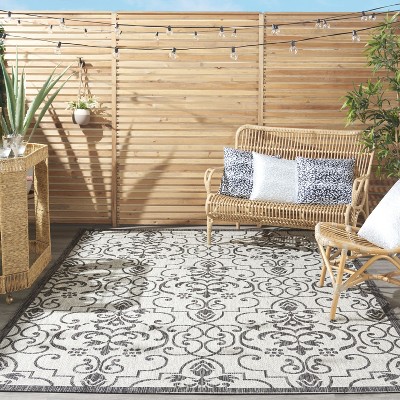 Country Side Ivory & Charcoal Flat Woven Synthetic Area Rug