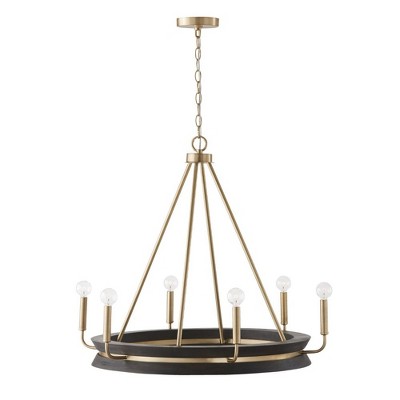 Finn Black Stain Matte Brass 6-Light Chandelier