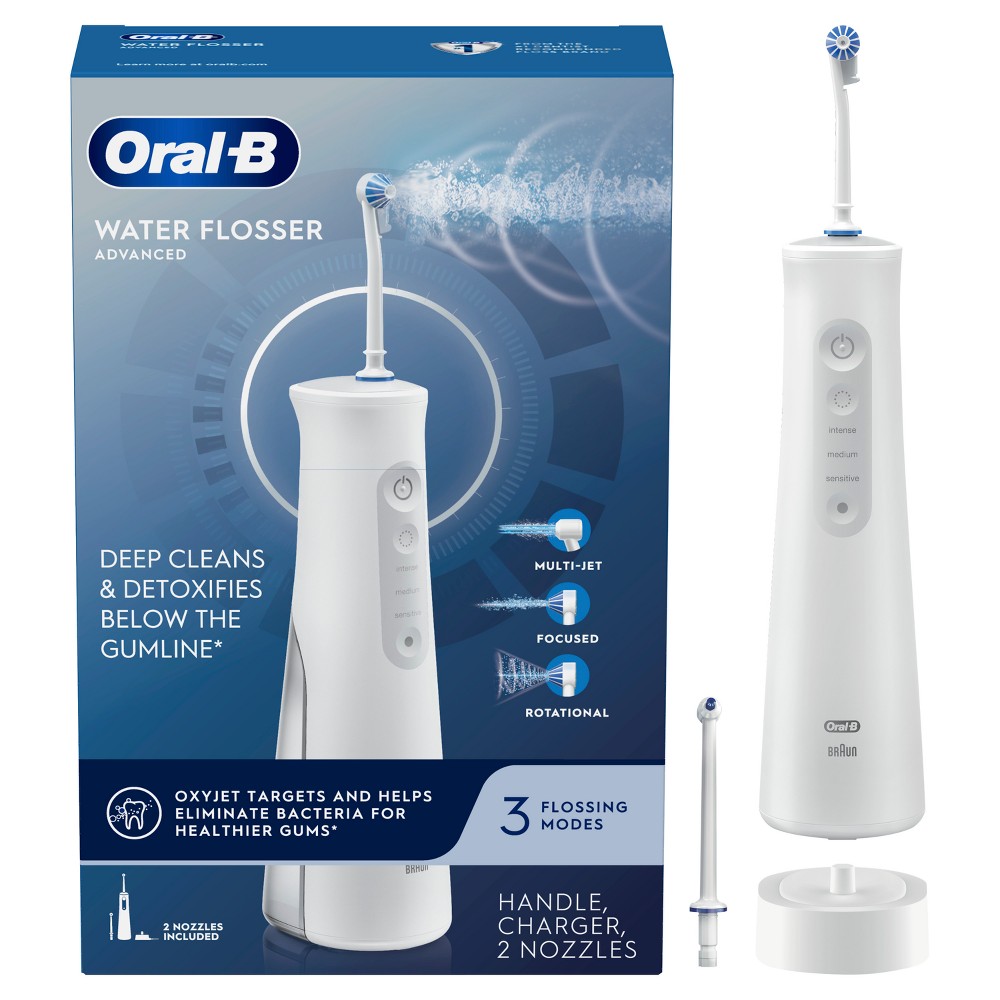 Photos - Electric Toothbrush Oral-B Water Flosser Advanced Powered  - Gray: Soft Bristle, Full Head, 9.961in Height, Battery-Powered 