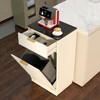 Mshliw 10 Gallon Tilt Out Trash Can Cabinet with Drawer Wooden Garbage Recycling Cabinet Hideaway Pull Out Bin for Kitchen Bathroom - 4 of 4