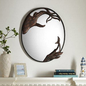 SPI Home Whale Oval Wall Mirror – Cast Iron Frame, 26” Nautical Wall Decor with Antique Bronze Finish - 1 of 3