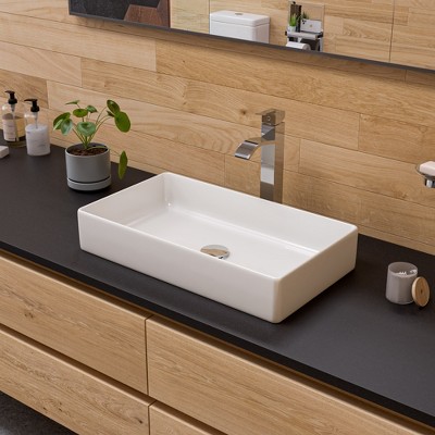 ALFI ABC902-W White 24Inch Modern Rectangular Above Mount Ceramic Sink