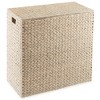 Casafield 2-Section Laundry Hamper with Lid and Removable Liner Bags, Woven Water Hyacinth Laundry Basket Sorter for Clothes - 3 of 4
