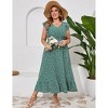 Womens Plus Size Casual Sleeveless Maxi Dress Ruffle Sleeve A Line Swing Summer Maxi Dress with Pockets - 4 of 4
