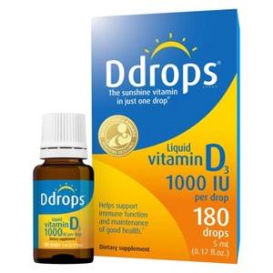 Ddrops Liquid Vitamin D3 Drops 1000 IU (25 mcg) - 180 drops - 0.17 fl oz - 1 of 4