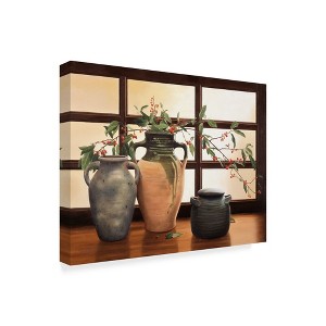 Trademark Fine Art -Cecile Baird 'Olive Jar With Red Berry Branches' Canvas Art - 1 of 3