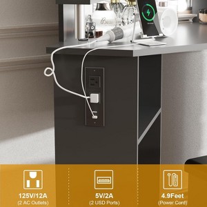 5-Drawer Rotating Makeup Vanity Set with Stool & Power Outlet, Adjustable Brightness LED Mirror Dressing Table - 1 of 4