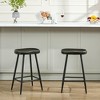 Bar Stools Set of 2, Modern 24" Counter Height Bar Stools, Black Faux Leather Backless Saddle Stools for Kitchen Island - 3 of 4