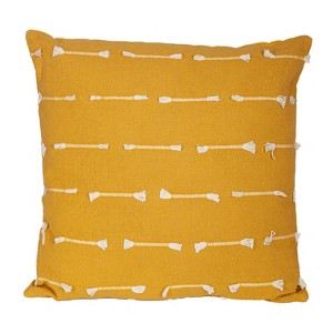 HomeRoots 18" Yellow Striped Cotton Throw Pillow With Texture - 1 of 4